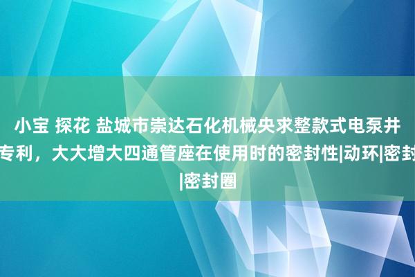 小宝 探花 盐城市崇达石化机械央求整款式电泵井口专利,大大增大四通管座在使用时的密封性|动环|密封圈