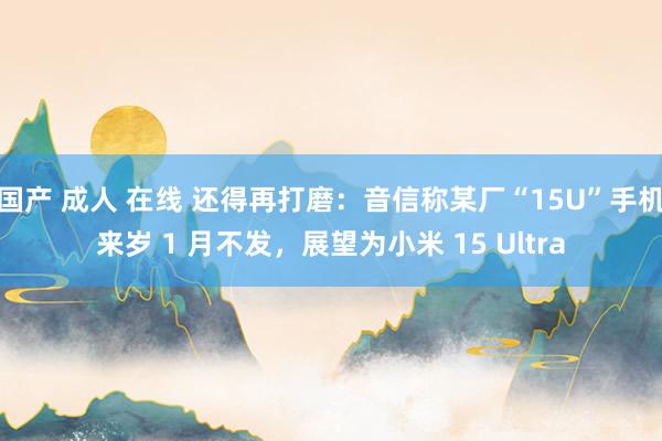 国产 成人 在线 还得再打磨：音信称某厂“15U”手机来岁 1 月不发，展望为小米 15 Ultra