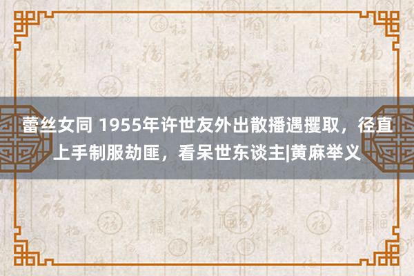 蕾丝女同 1955年许世友外出散播遇攫取，径直上手制服劫匪，看呆世东谈主|黄麻举义