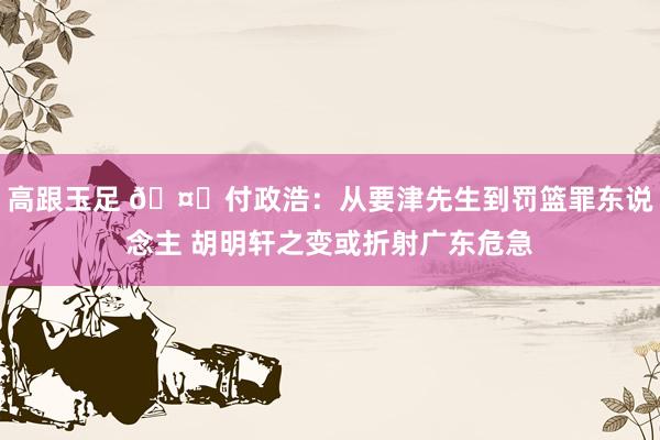 高跟玉足 🤔付政浩：从要津先生到罚篮罪东说念主 胡明轩之变或折射广东危急